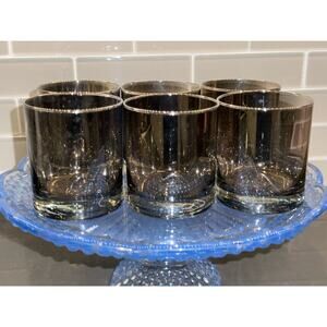 Set of 6 Vintage Dorothy Thorpe Style Silver Ombre Fade Lowball Barware Glasses